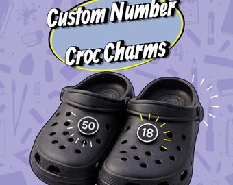 Custom Number Clog Charms 2 Per Pack – Small Round Shoe Charms for Clogs | Personalised Number