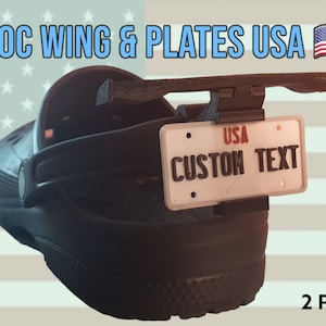 Croc Clog 2pack USA Wing spoiler license/number plates charm