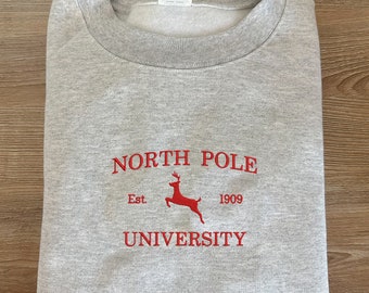 North Pole University Embroidered Sweatshirt Crewneck