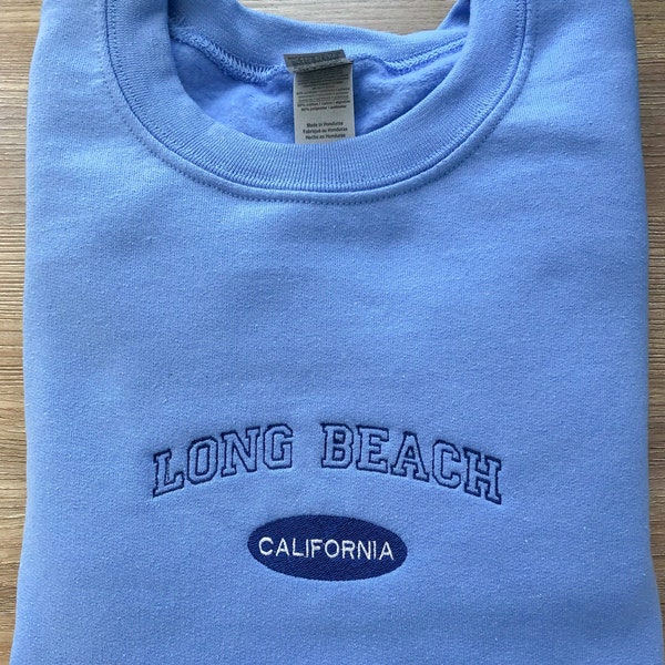 Long Beach California Embroidered Crewneck