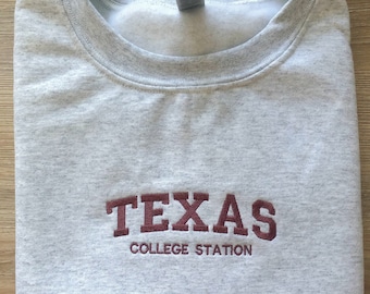 Texas College Station Embroidered Crewneck Sweatshirt