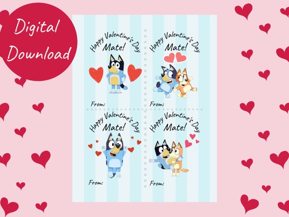 Bluey Valentine's Day Cards | Etsy