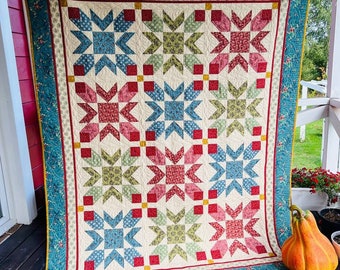 Molde para colcha Jardim Misterioso em PDF, Molde para costura de colcha patchwork, Tamanho final 67,5" x 84", Download digital