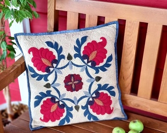 Molde em PDF para almofada patchwork Noite Oriental, capa de almofada acolchoada de 45 cm com aplique, molde para costura para iniciantes, download digital.