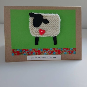 Knitted sheep 'Love you' Anniversary card, farmer anniversary, knitter card, sheep lovers card, couples sheep card, Suffolk sheep love card