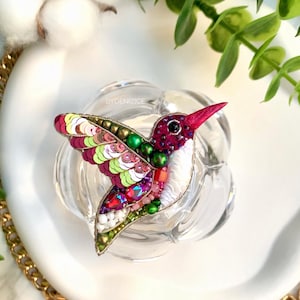 Handmade bird brooch, hummingbird brooch, hummingbird jewelry, gift for her, Christmas gift
