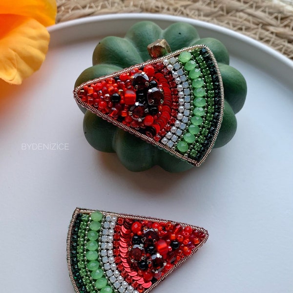 Watermelon brooch,  fruit brooch, watermelon pin, watermelon jewelry, customized gift, gift for her