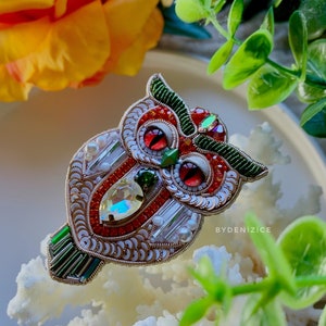 Owl brooch, owl pin, owl jewelry, bird brooch, gift for her, christmas jewelry gift