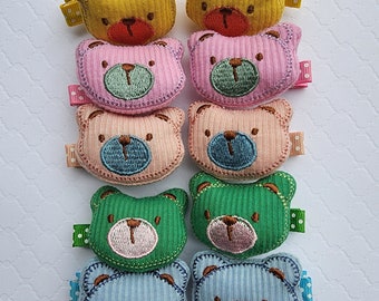 2 PCS Stuffed Teddy Bear Hair Clips Girl Hair clips Baby Hair Clips
