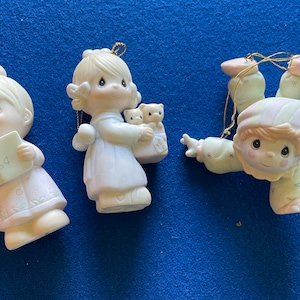 Vintage Collectible Precious Moments CHRISTMAS Ornaments by Samuel J Butcher, Set of 6