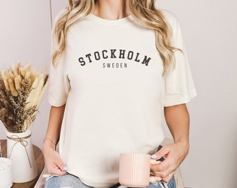 Koszulka Sztokholm, Koszulka Szwecja, Koszulka Sztokholm, Koszulka Szwecja, Koszulka Miasto, Koszulka Miasta, Koszulka Treningowa, Dzień Matki, Prezent dla Niej, Prezent