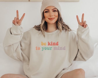 Zdrowie psychiczne, Bluza, Sweter, Modna bluza, Pozytywna bluza, Bluza z cytatem, Minimalistyczny, Prezent na jogę