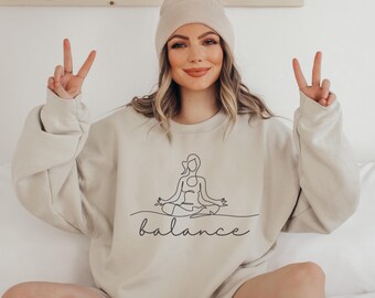 Bluza do jogi, Koszulka do równowagi, Koszulka do jogi, Koszulka do medytacji, Koszulka duchowa, Koszulka do ćwiczeń, Miłośnik jogi, Prezenty do jogi, Sweter do jogi