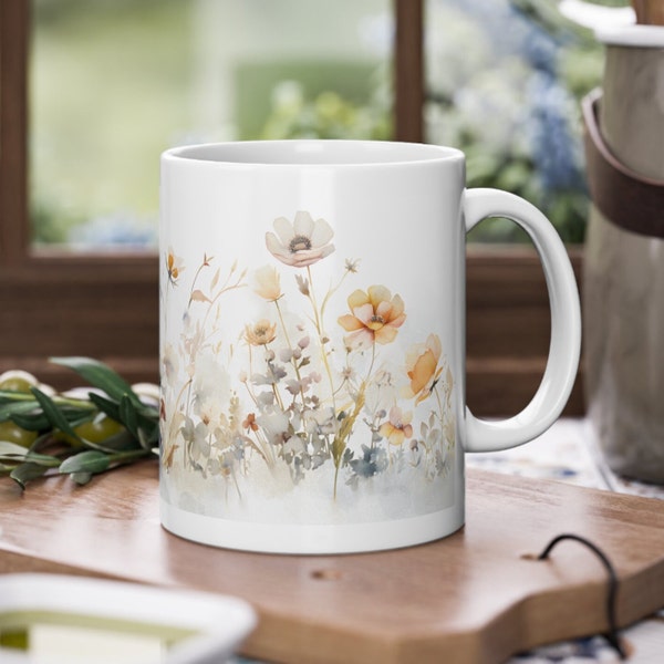 Blumen Tasse, Tasse, Tassen, Wildblumen, Geburtstagsgeschenk, Geschenk für Frauen, Tasse Vintage, Tasse mit Blumen, Wildblumen Tasse, Tassen