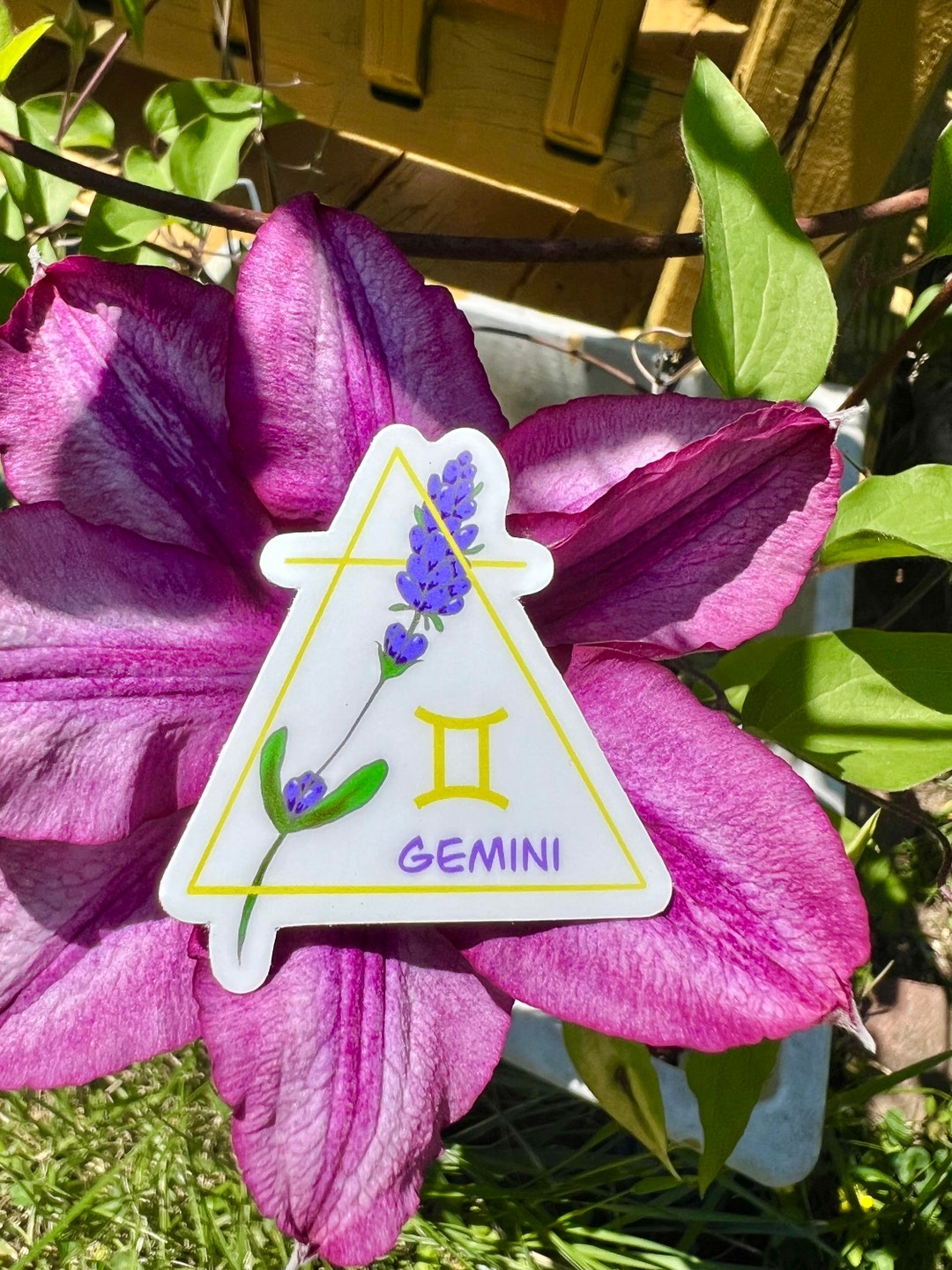 Gemini Lavender Flower Sticker | Matte | Gemini Element Sign ...