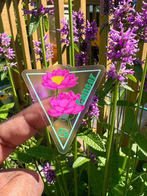 Cancer Clear Lotus Flower Sticker Cancer Element Sign Etsy