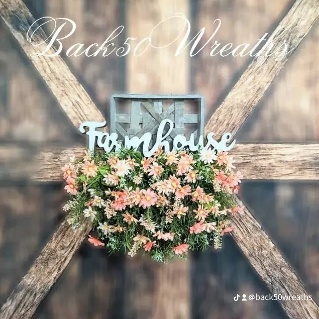 Tobacco Leaf Basket With Coral Flowers Etsy