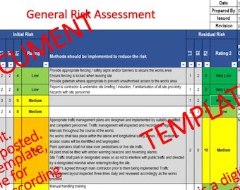 Editable Risk Assessment Template - Etsy UK