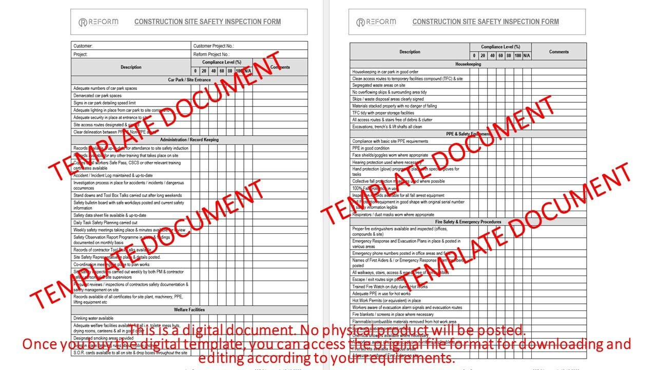 Construction Site Safety Inspection From Etsy