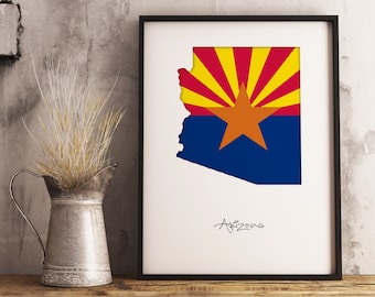 Home decor wall art Gift Customizable USA Arizona State Map printable Poster Graphic Design Personalized Print Silhouette Digital Download
