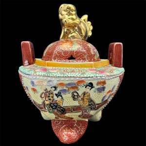 Japanese Vintage SATSUMA Ware Porcelain Jar Censer With