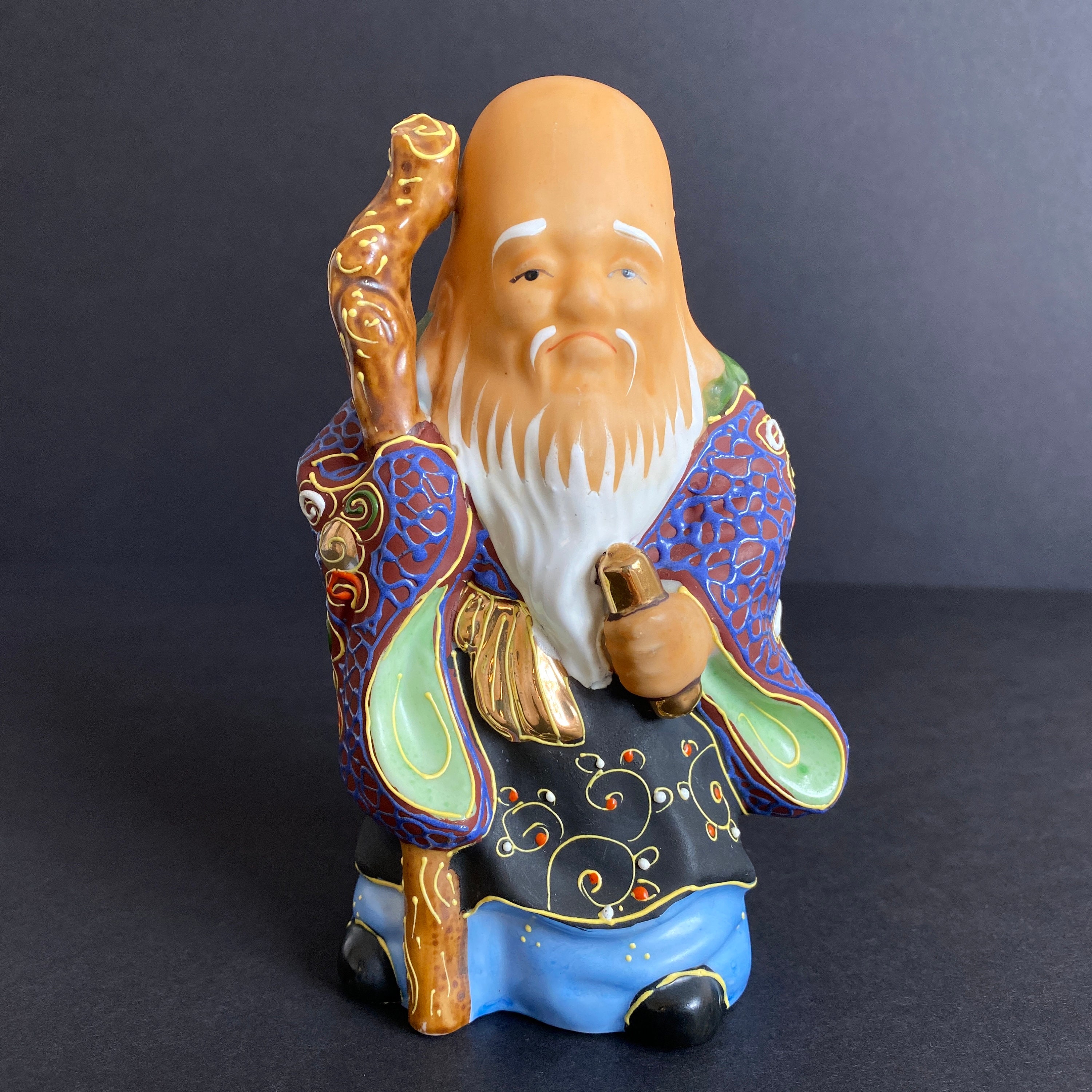 Japanese Kutani Fukurokuju Porcelain Figurine Ceramic Statue