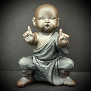 Chinese Young Shaolin Kung Fu Monk Porcelain Figurine #1 Buddhist Statue Ceramic Martial Arts Boy Figure Bonsai Oriental Asian Vintage 5&quot;