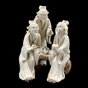 Small Shiwan Bonsai Mudman Figurine Mini Shekwan Statue Miniature Mud Figure Sculpture Asian Oriental Pottery Mudware Vintage Decor 石灣