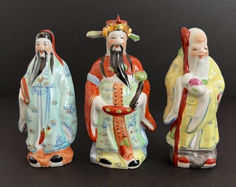 Fu Lu Shou 16" tall Porcelain Chinese Figurine Statue 3 Lucky Gods New 