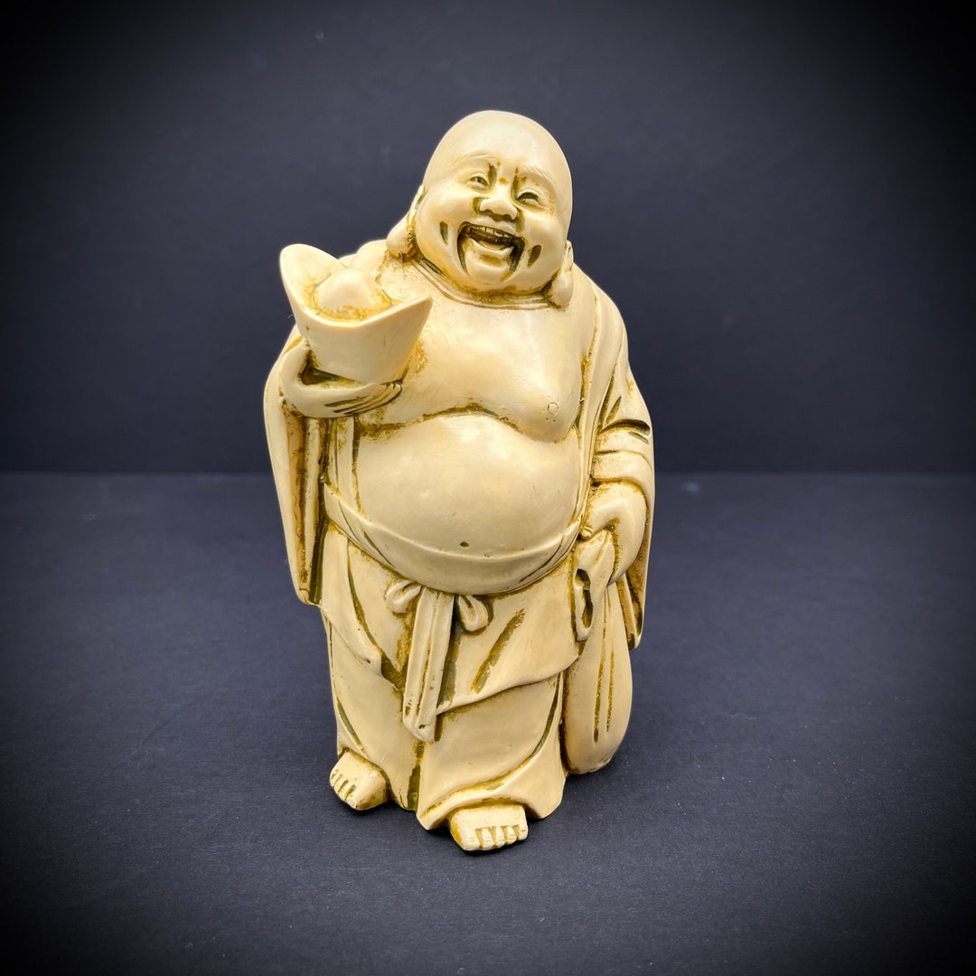 Figurine Bouddha  En Jade - Sculpture Chinoise Happy Buddha - Occasion