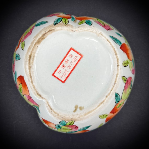 Chinese Porcelain Peach Box Famille Rose Longevit… - image 8