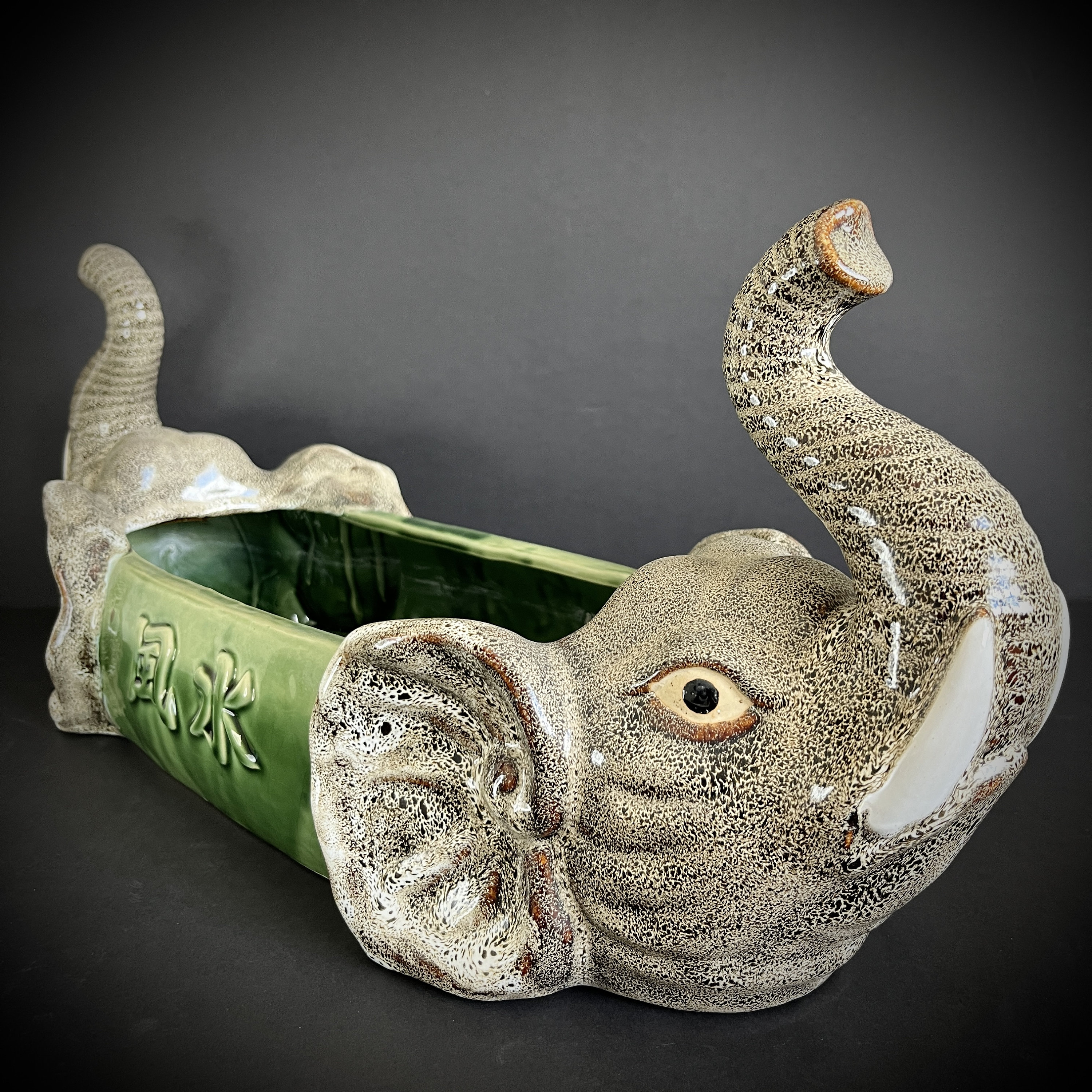 Feng Shui Elephant Porcelain Planter Large Two Headed