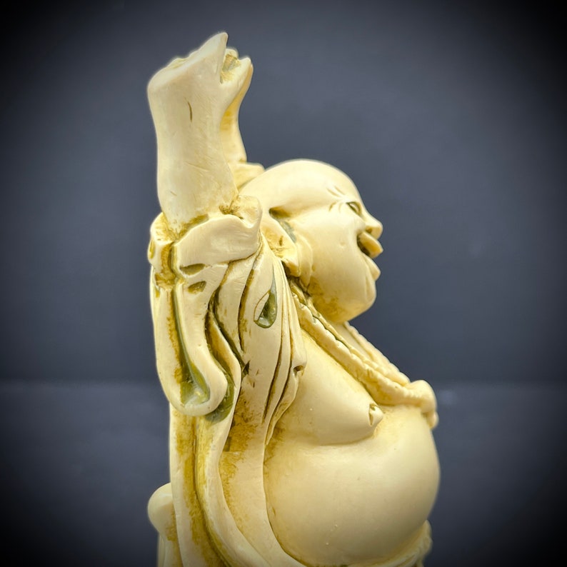 Chinese Happy Buddha Laughing Figurine Ivory Resin Statue Etsy
