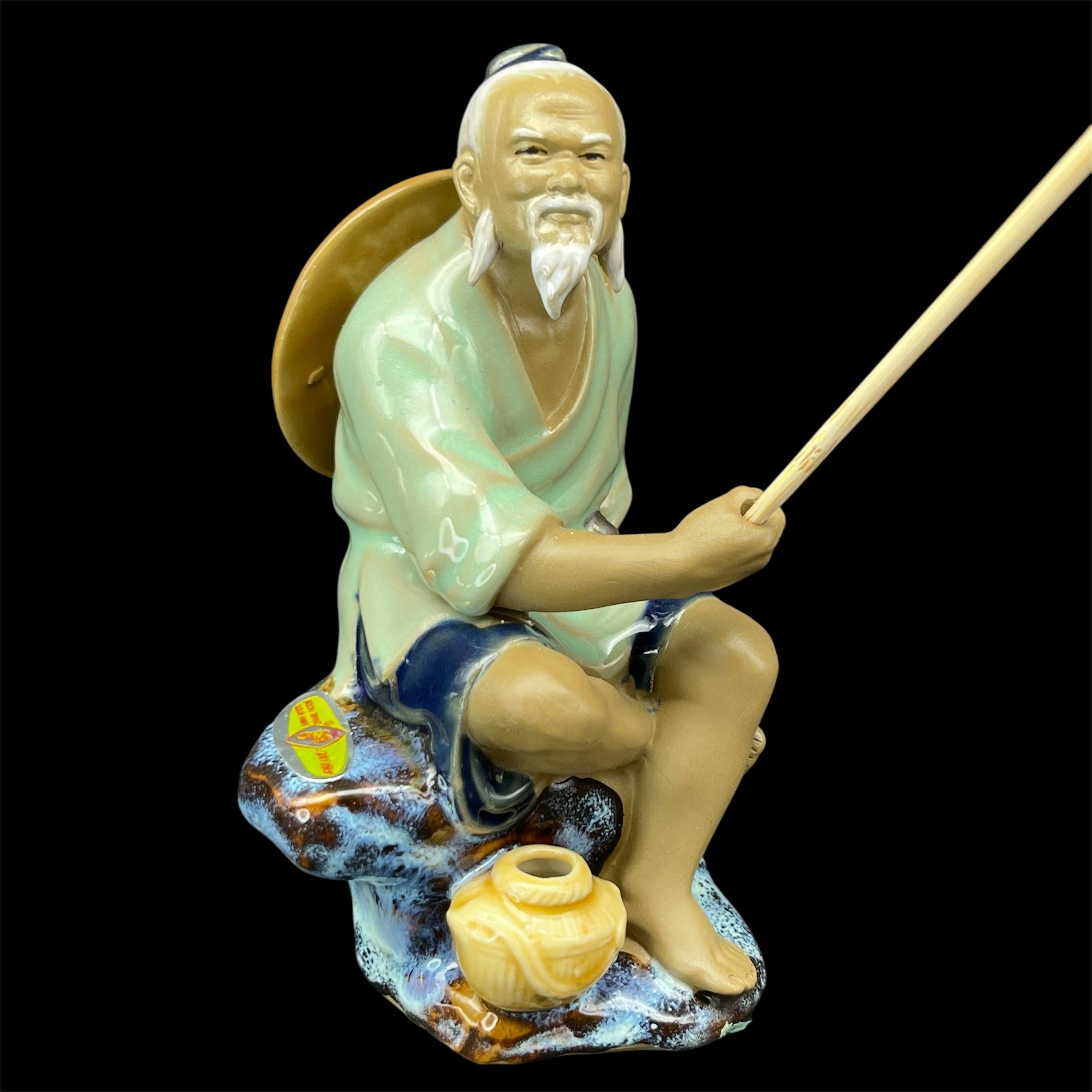 chinese man with fishing pole Shiwan Chinese Fisherman Mudman Figurine With Fishing Rod – Shekwan  Porcelain Ceramic Man Statue Asian Oriental Art 石灣 Vintage