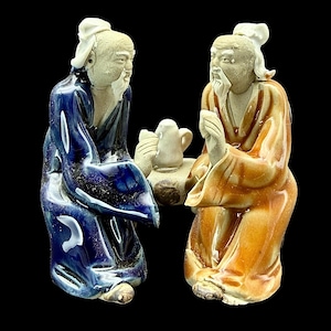 Small Shiwan Bonsai Mudman Figurine Mini Shekwan Statue Miniature Mud Figure Sculpture Asian Oriental Pottery Mudware Drinking Tea 石灣