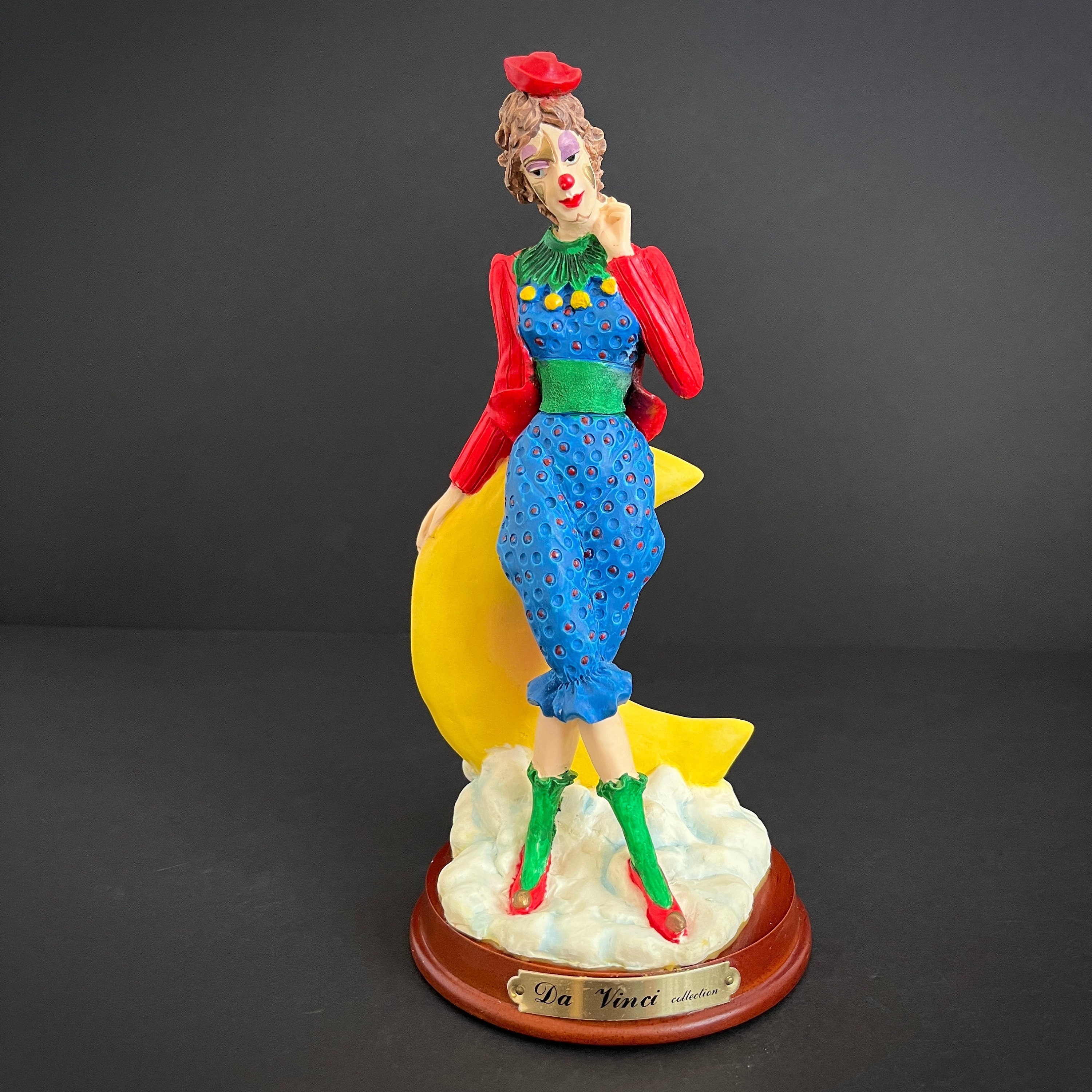 Figurine Capodimonte Statue Clown Porcelain Clown With Broom and Flowers