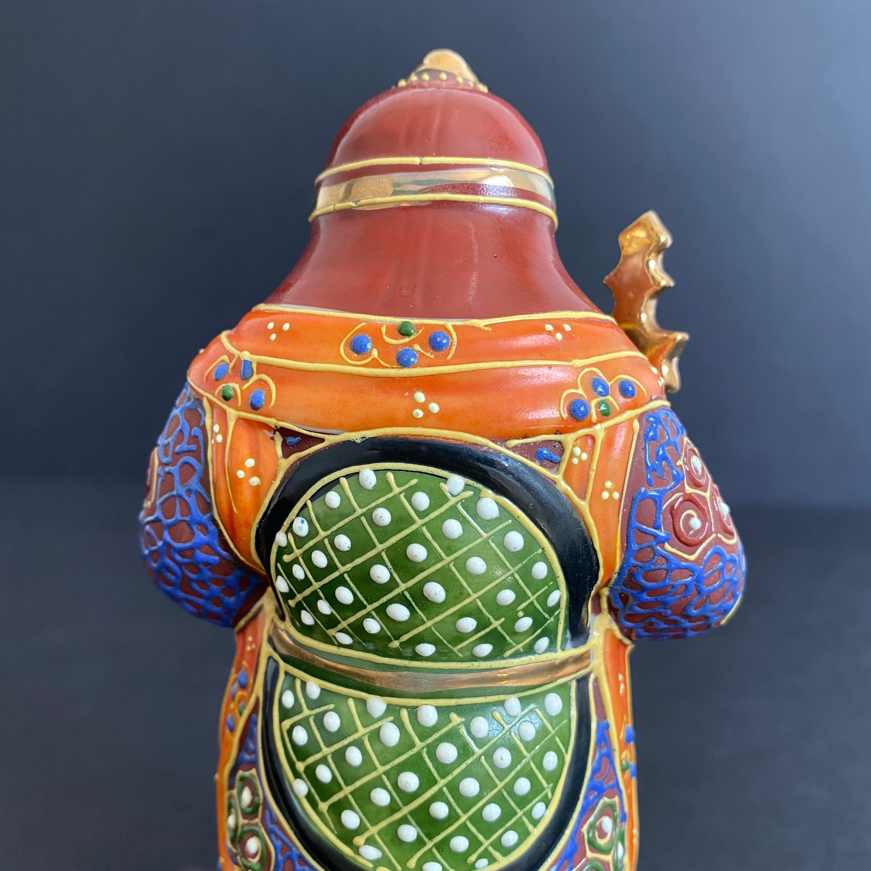 Japanese Kutani Bishamon Porcelain Figurine Ceramic Statue