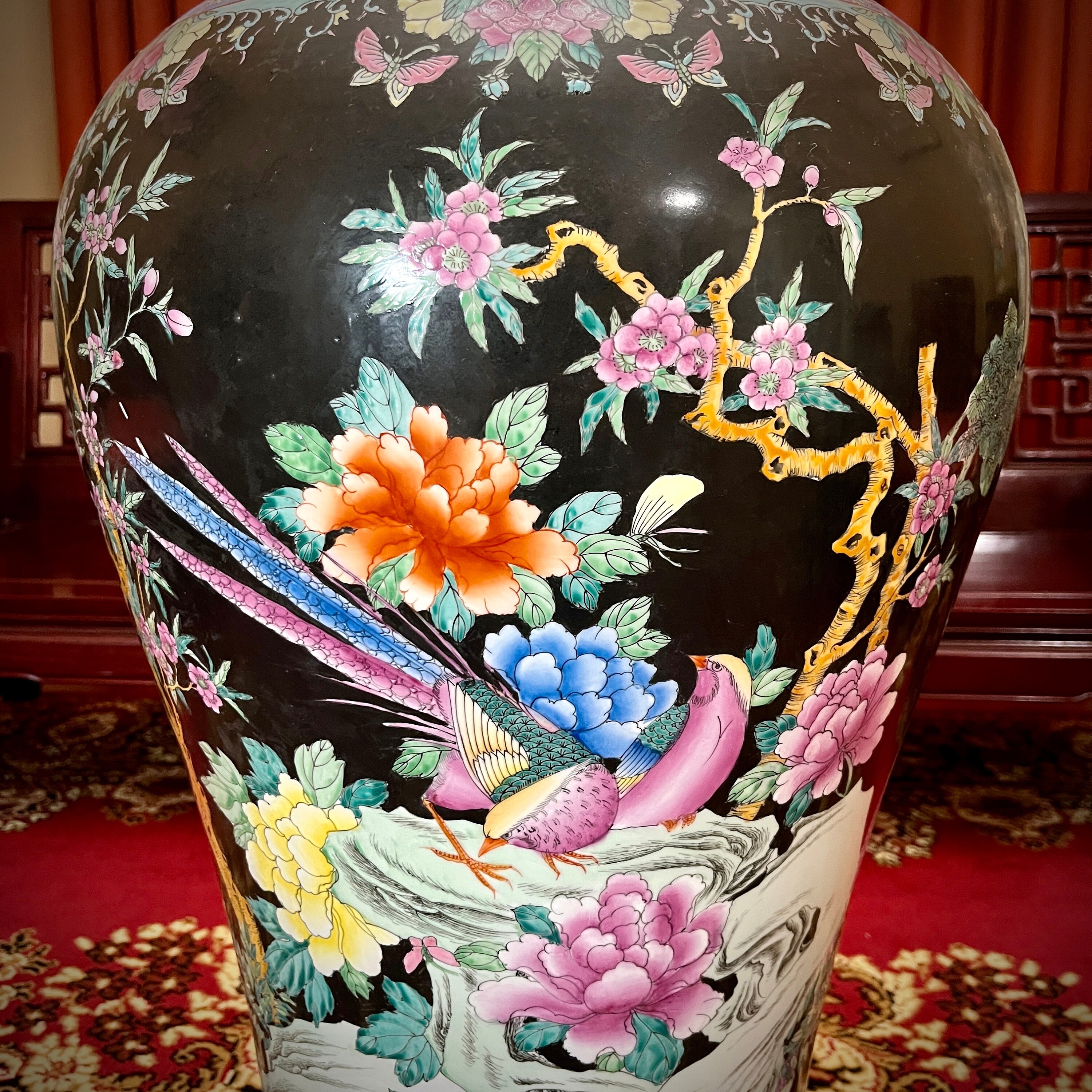 Large Chinese Porcelain Floor Vase Ceramic Double Phoenix Etsy