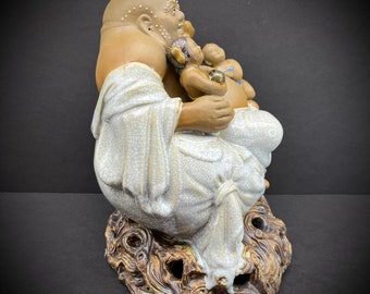 Chinese Happy Lucky Laughing Buddha Children Porcelain Shiwan Big