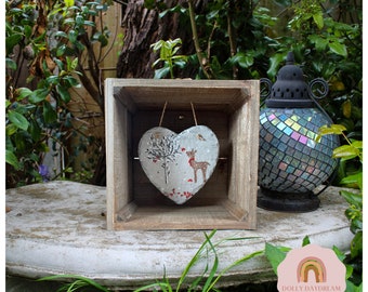 Christmas Deer Slate Hanging Heart