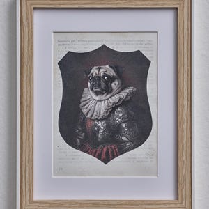 dukedog. stampa su libro antico, cane carlino, idea regalo divertente