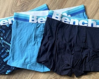 Bench Men’s 3‑Pack Boxer Shorts XXL – Blue Multi, Soft Stretch Cotton Underwear