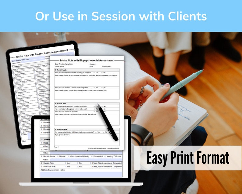 Intake Note With Biopsychosocial Assessment Template PDF | Fillable ...