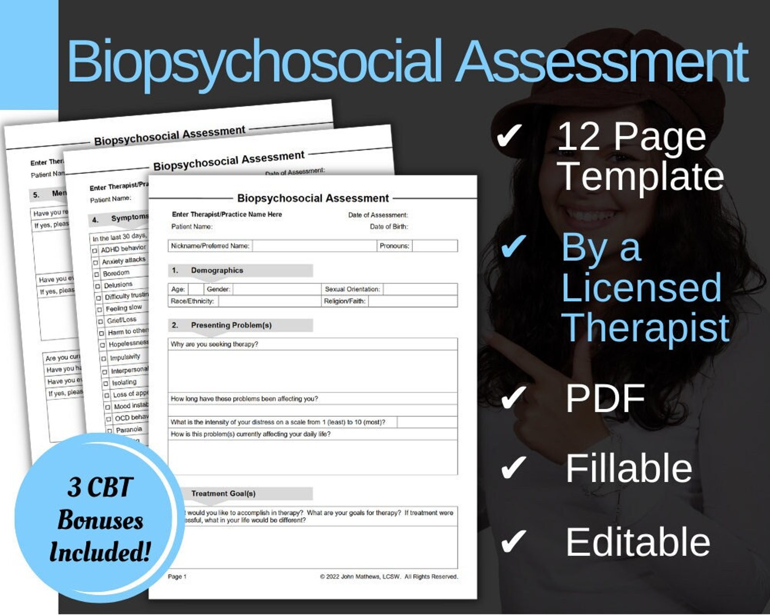 Biopsychosocial Assessment Template PDF Fillable & Editable - Etsy