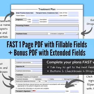 Treatment Plan Template for Therapists, PDF - Fillable & Editable ...