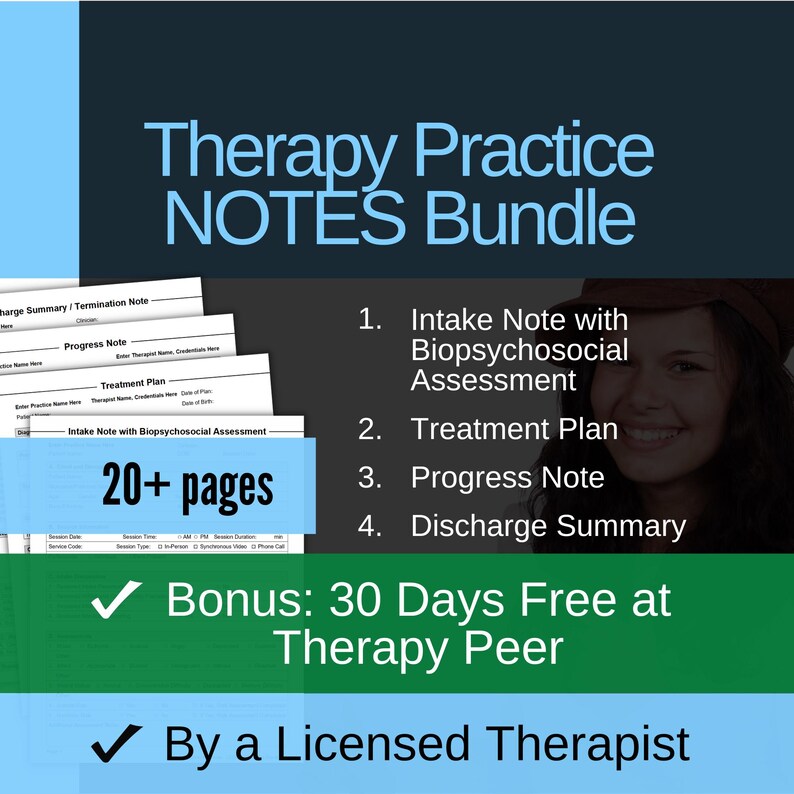 Therapy Practice NOTES Template Bundle, Intake Note With ...