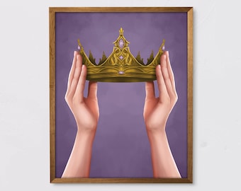 Mittelalterliche Krone als Kunstdruck: Bibliothek Wandbild (Instant Download)