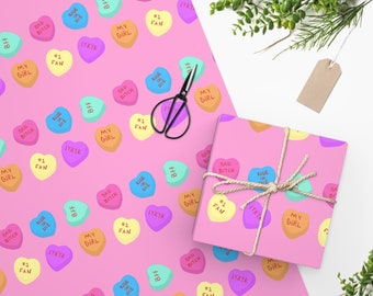 Best Friend Candy Hearts Wrapping Paper