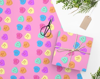 Candy Heart Wrapping Paper, Valentines gift, gifts for her, gifts for him, valentines wrapping paper, cute gift wrap, candy gifts, candy