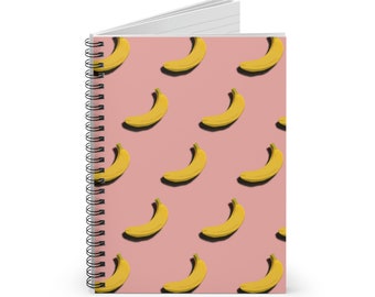 Banana Spiral Notebook, Bananas Journal, Blush Noteboook, Cute Journal, Banana Notebook,